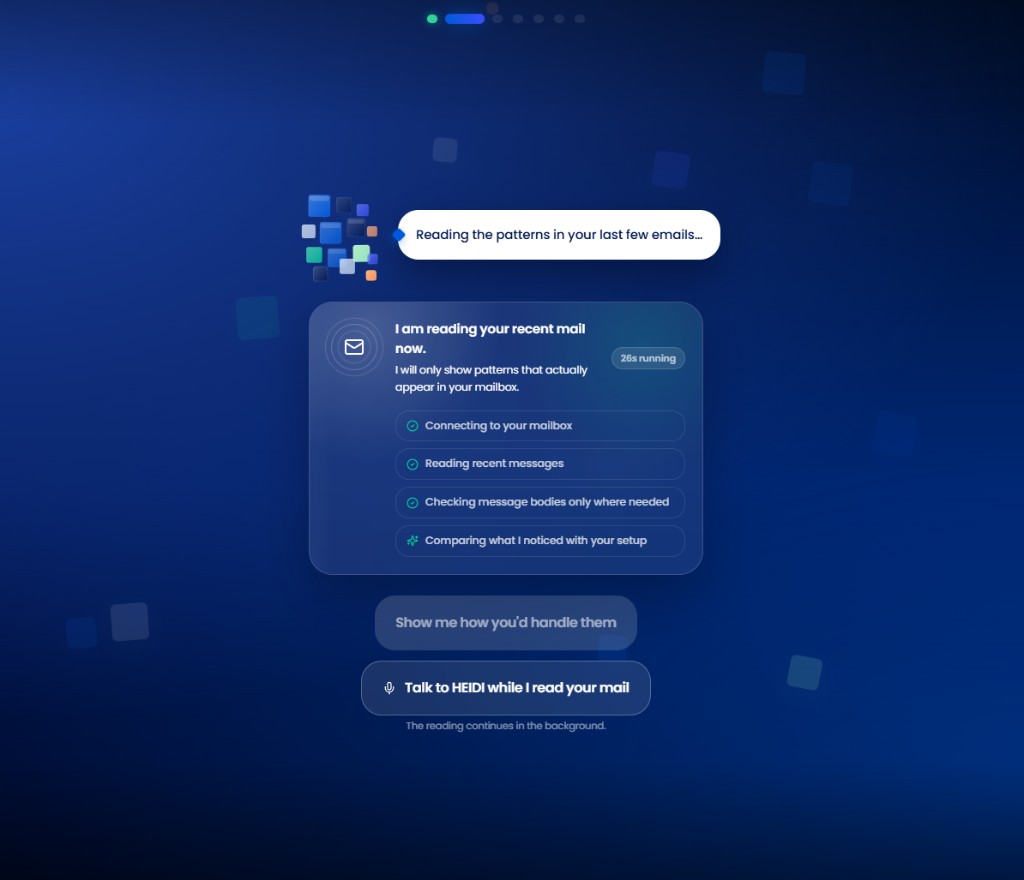 E-Mail-Automation Live-Fortschritt beim Lesen des Posteingangs im Schnell-Setup